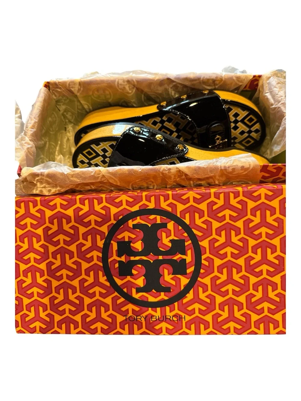 ⭐️NIB⭐️Tory Burch Dixon Black Patent Slide Sandals